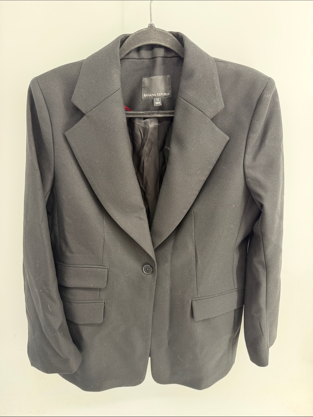 Banana Republic Lido Sculpted wool single button black professional blazer sz 12 - Picture 2 of 8
